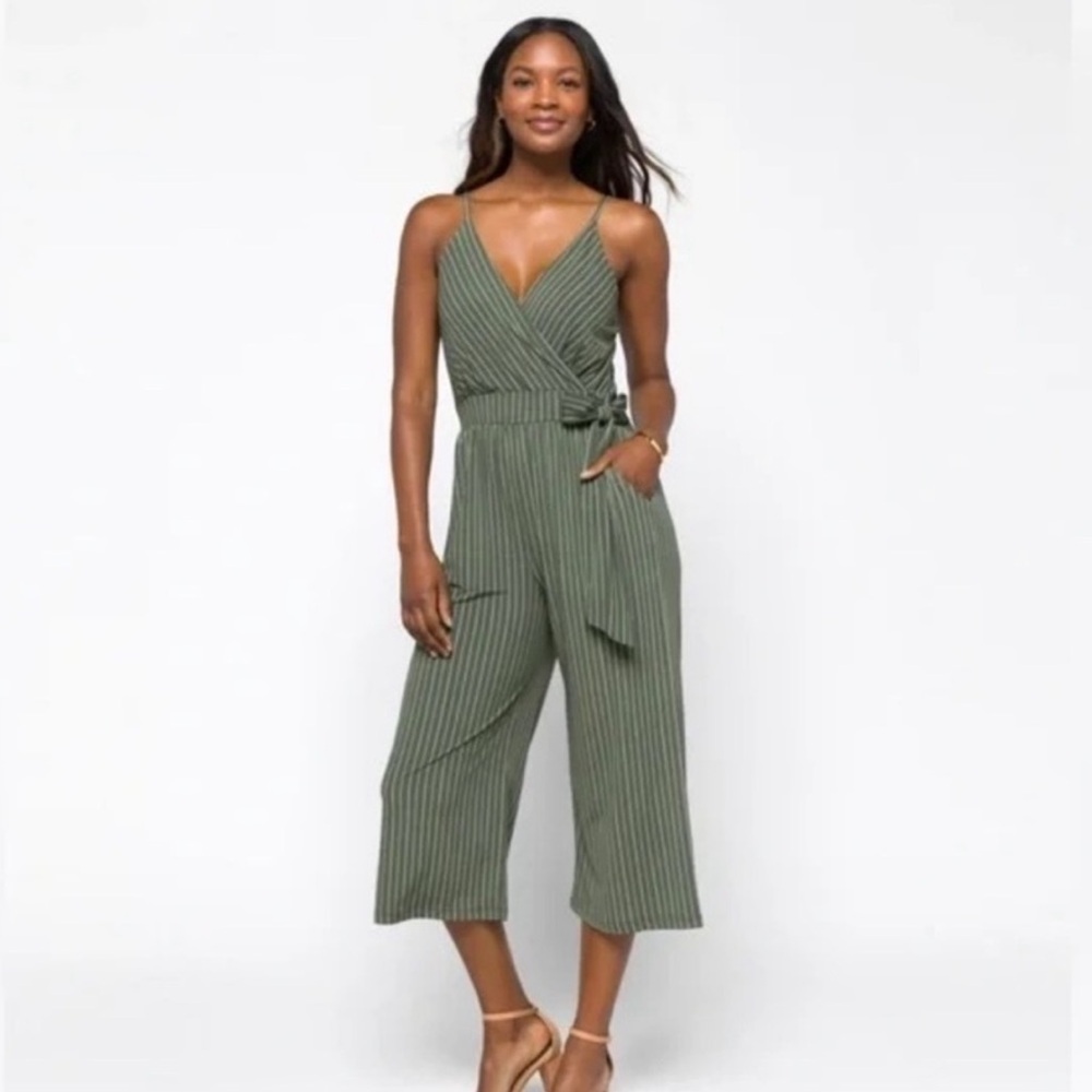 Kaileigh Olive Striped Jumpsuit